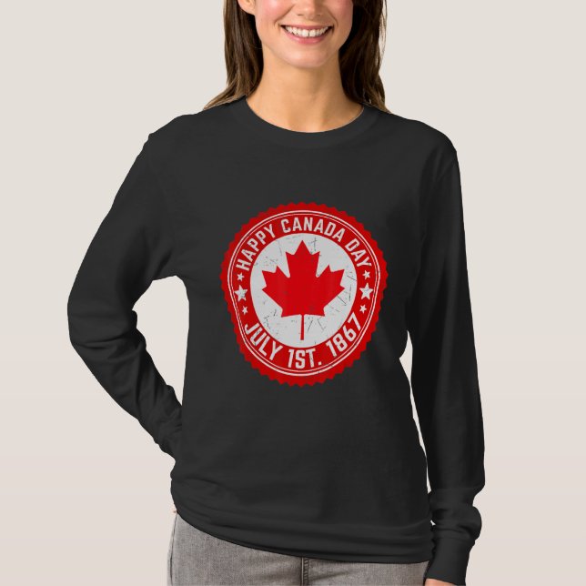 Camiseta Feliz dia do Canadá julho de 1867 Maple Leaf Canad (Frente)