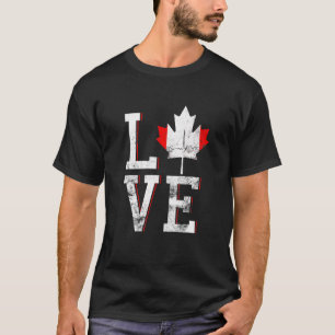 Camiseta Feliz Dia do Canadá Mapeamento Folha Amor Homens C