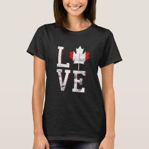 Camiseta Feliz Dia do Canadá Mapeamento Folha Amor Homens C