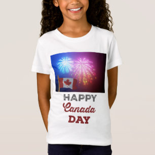Camiseta Feliz Dia do Canadá Sinalizador e Fireworks