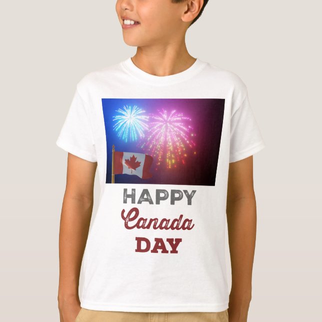 Camiseta Feliz Dia do Canadá Sinalizador e Fireworks (Frente)