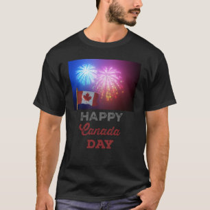 Camiseta Feliz Dia do Canadá Sinalizador e Fireworks