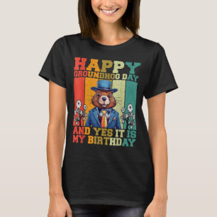 Camiseta Feliz Dia do Groundhog 2025 Marmota Retro Engraçad