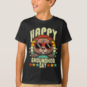 Camiseta Feliz Dia do Groundhog 2025 Marmota Retro Engraçad