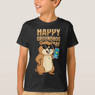 Camiseta Feliz Dia do Groundhog Fofa Marmota Feriado do Gro