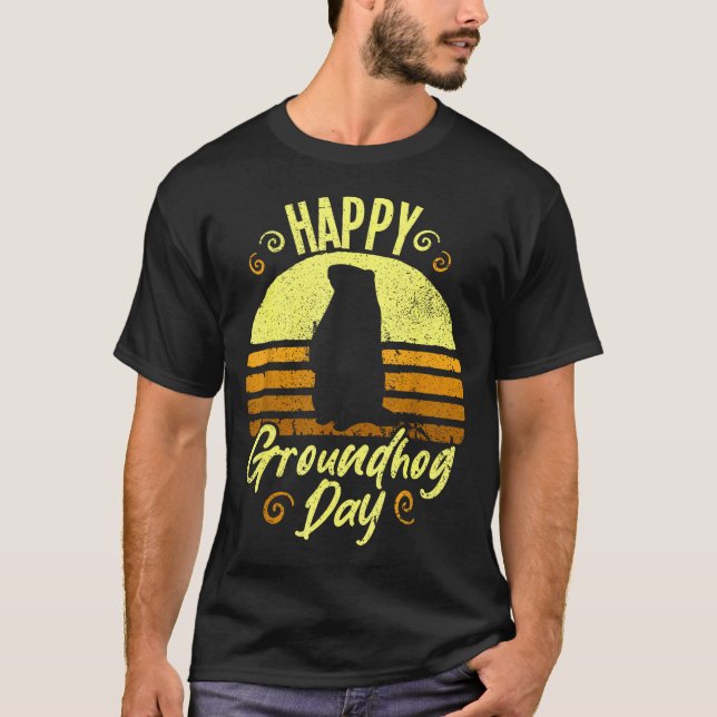 Camiseta Feliz Dia do Groundhog Funny Groundhog  (Frente)