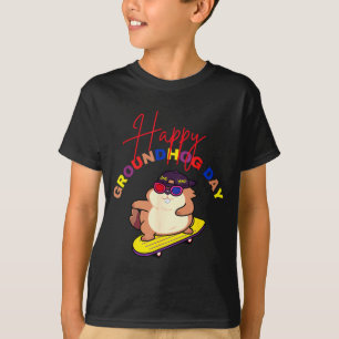 Camiseta Feliz Dia do Groundhog Funny Groundhog Day Skatebo