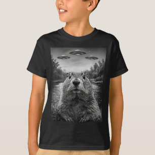 Camiseta Feliz Dia do Groundhog Selfie do Groundhog Com Ufo
