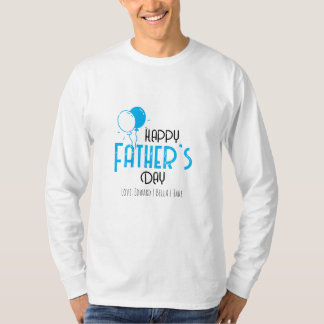 Camiseta Feliz Dia do Pai com Balões e Nomes Azuis