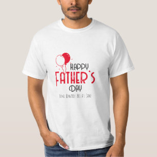 Camiseta Feliz Dia do Pai com Balões e Nomes Vermelhos