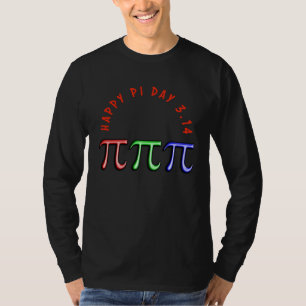 Camiseta Feliz Dia do Pi 14 de Março Vermelho Verde Azul 3