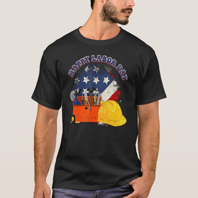 Camiseta Feliz Dia do Trabalho Arco-Íris Skeleton Americano (Frente)