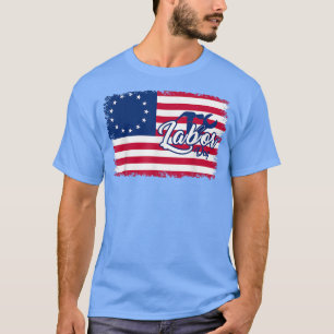 Camiseta Feliz Dia do Trabalho Bandeira Americana Norte-Ame
