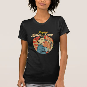Camiseta Feliz Dia do Trabalho Rapariga Forte Empregada