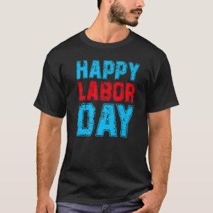 Camiseta Feliz Dia do Trabalho, Vermelho Azul