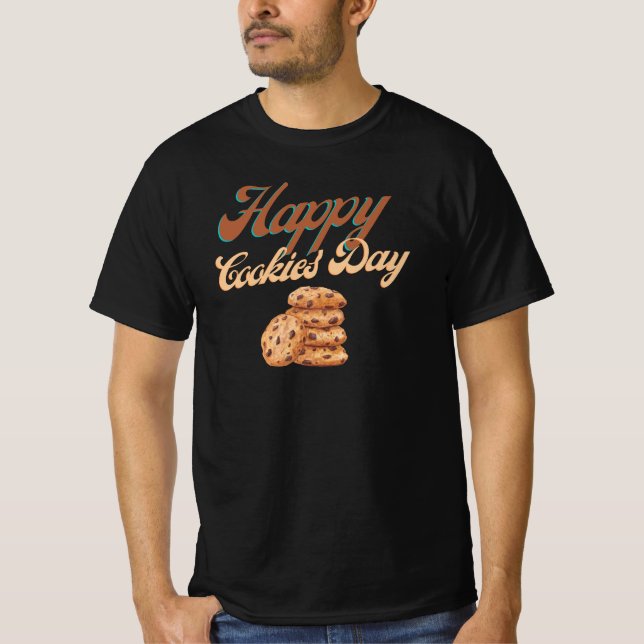 Camiseta Feliz Dia dos Biscoitos, Dia Nacional dos Biscoito (Frente)