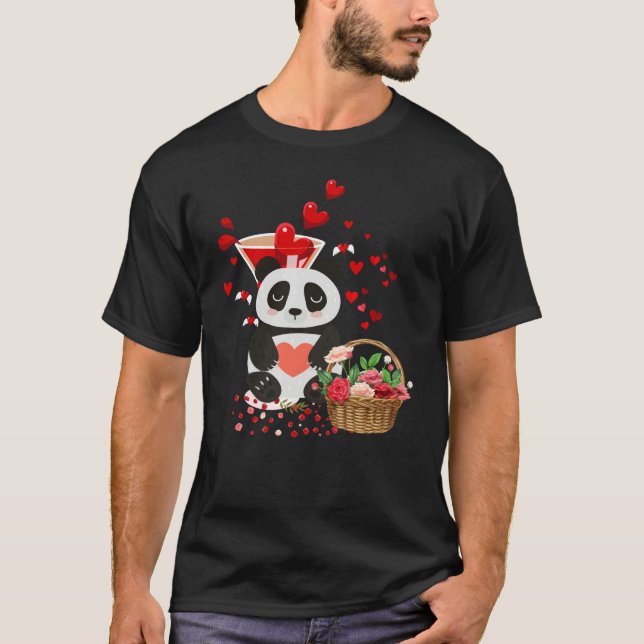 Camiseta Feliz Dia dos Namorados Adorava Cesta de Panda (Frente)