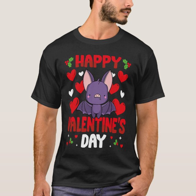 Camiseta Feliz Dia dos Namorados Bat Heart Love Animal (Frente)