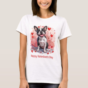 Camiseta Feliz Dia dos Namorados Boston Terrier Dog