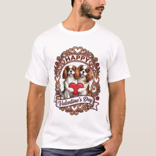 Camiseta Feliz Dia dos Namorados Cachorro Coração Vermelho