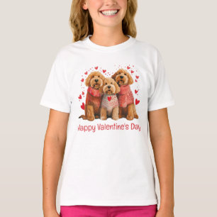 Camiseta Feliz Dia dos Namorados Cachorros Goldendoodle