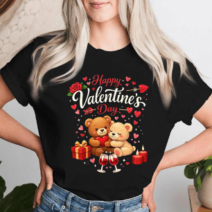 Camiseta Feliz Dia dos Namorados Casal de Ursos