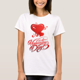 Camiseta feliz dia dos namorados com corações vermelhos