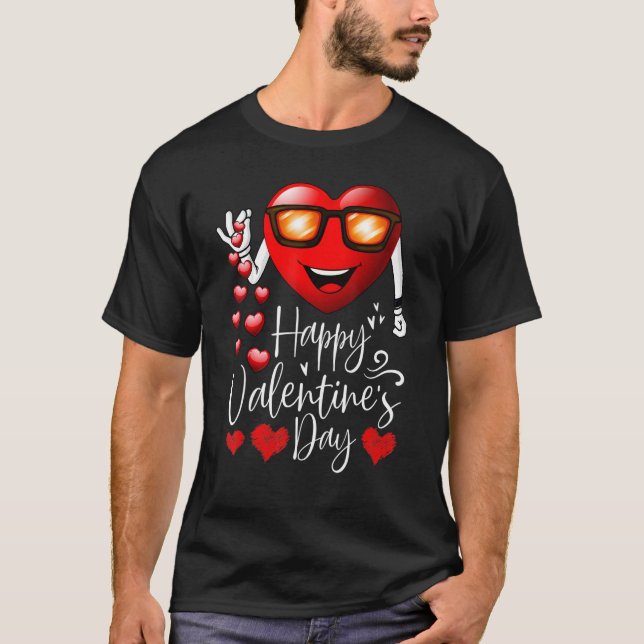 Camiseta Feliz Dia dos Namorados Coração Bonita Bae Engraça (Frente)