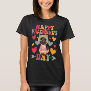 Camiseta Feliz Dia dos Namorados Gato Coração Amor Groovy