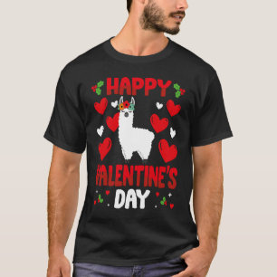Camiseta Feliz Dia dos Namorados Llama Heart Love Animal