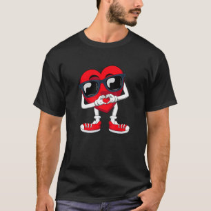 Camiseta Feliz Dia dos Namorados Meninas Coração Vermelha A