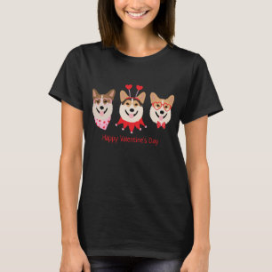 Camiseta Feliz Dia dos Namorados Pembroke Galsh Corgi Cães