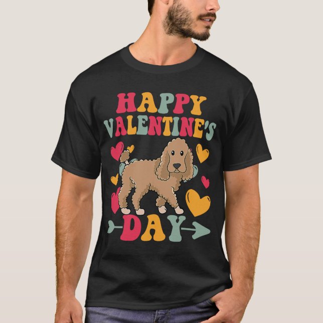 Camiseta Feliz Dia dos Namorados Poodle Heart Love Groovy 1 (Frente)