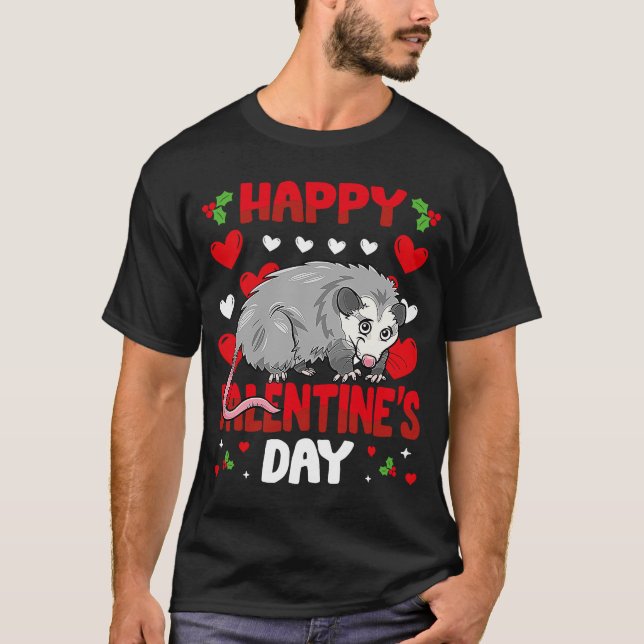 Camiseta Feliz Dia dos Namorados Possum Heart Love Animal (Frente)