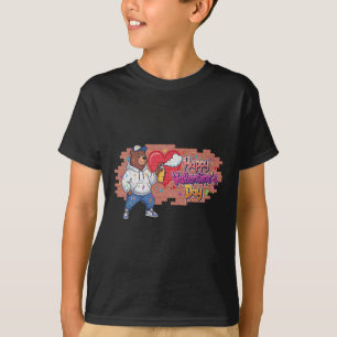 Camiseta Feliz Dia dos Namorados Urso Grafite Tinta Spray S