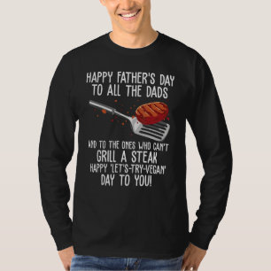 Camiseta Feliz Dia dos Pais & Dia de Grelhar Bife grelhe p