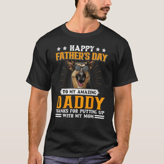 Camiseta Feliz Dia dos Pais Presentes para Pai de Cachorro  (Frente)
