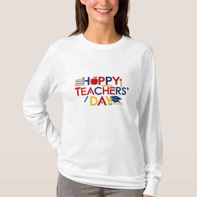 Camiseta feliz dia dos professores para mulheres  (Frente)