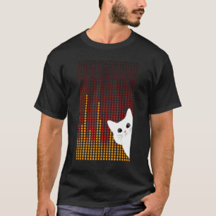 Camiseta feliz Dia Internacional Ponto com gato branco doce