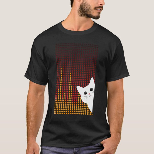 Camiseta feliz Dia Internacional Ponto com gato branco doce (Frente)
