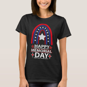 Camiseta Feliz Dia Memorial Rainbow Usa Flag American Flag