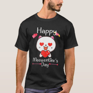 Camiseta Feliz Dia Meowentinos do Amor Gato Apaixonado Cora