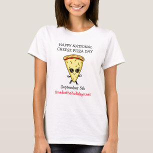 Camiseta Feliz Dia Nacional de Pizza de Queijo Dia de setem