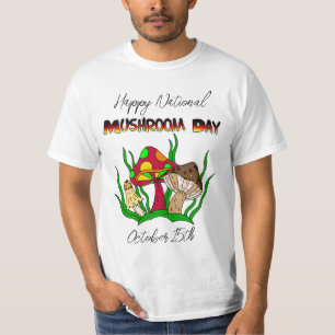 Camiseta Feliz Dia Nacional dos Cogumelos 15 de outubro