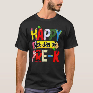 Camiseta Feliz Dia Passado da Escola Pré k Doodle Pencil En