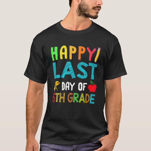 Camiseta Feliz Dia Passado Da Grau 5 Com Lápis De Apple (Frente)