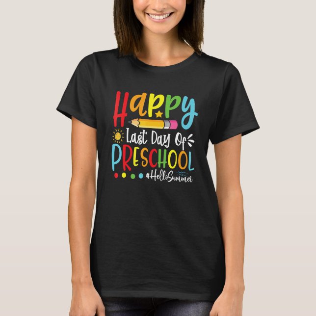 Camiseta Feliz Dia Passado da Pré-escola Olá Professor De V (Frente)