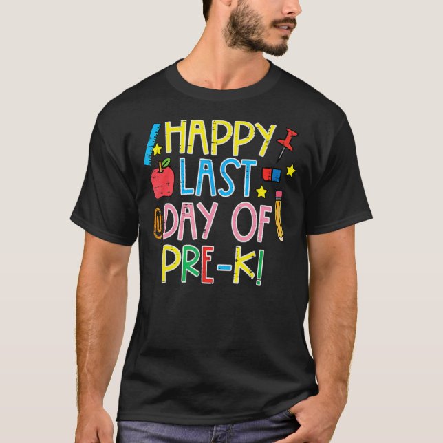 Camiseta Feliz Dia Passado De Pré K No Último Dia Meninas E (Frente)