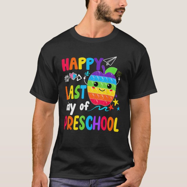 Camiseta Feliz Dia Passado de Professora da Pré-escola Grad (Frente)