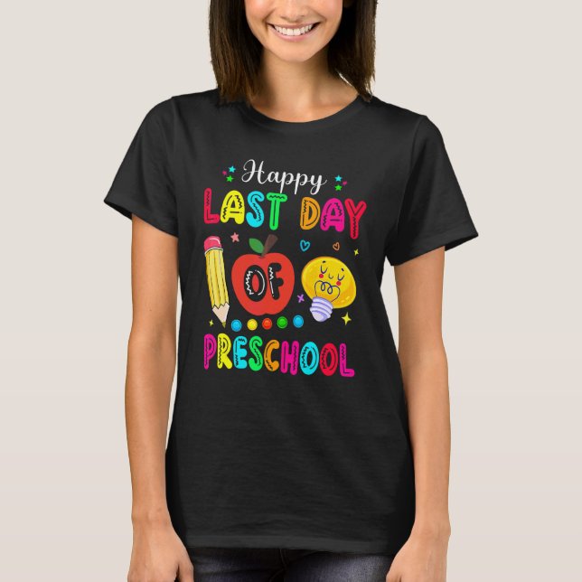 Camiseta Feliz Dia Passado de Professora da Pré-escola Grad (Frente)